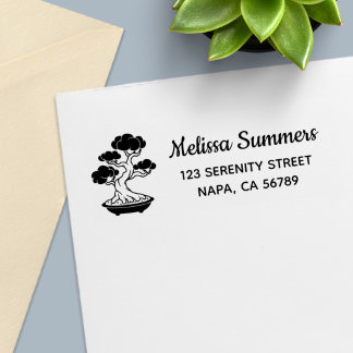 Japanese Bonsai Tree in a Tray Return Address Zelfinktende Stempel