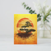 Japanese Bonsai Tree Sunset Briefkaart (Staand voorkant)
