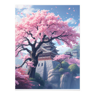 Japanese Castle in Cherry Blossom Spring – Elegant Foto Afdruk