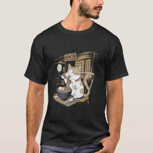 Japanese Cat Manga Dierenvriend Ramen Noodle Anime T-shirt