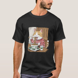 Japanese Cat Manga Dierenvriend Ramen Noodle Anime T-shirt