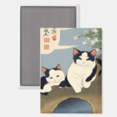 Japanese Cats Blossom Tree Magnet (Recto/Verso)