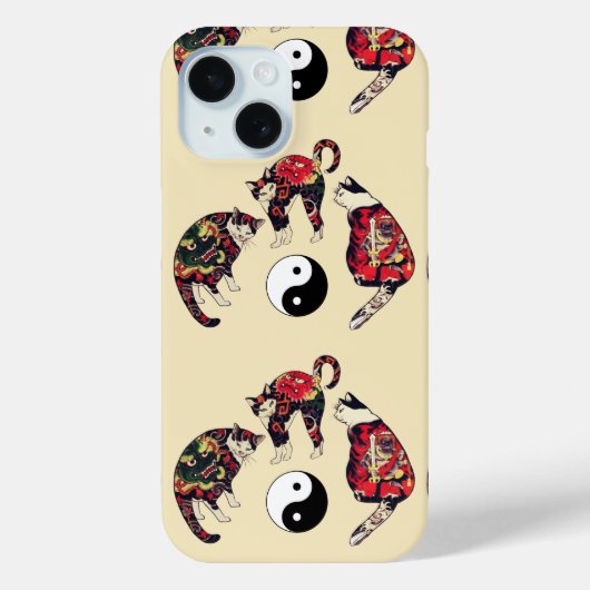 JAPANESE CATS, DRAGON RED DEVIL TATTOOS, YIN YANG Case-Mate iPhone CASE (Achterkant)