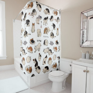 Japanese Cats, Hiroshige, Ukiyo-e Briefkaart Douchegordijn