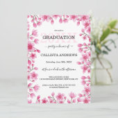 Japanese Cherry Blossom Floral Border Afstuderen Kaart (Staand voorkant)