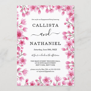 Japanese Cherry Blossom Floral Border Verloving Kaart