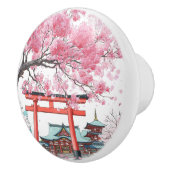 Japanese Cherry Blossom Sakura Floral Drawer Pull Keramische Knop (Rechts)