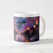 Japanese Cherry Blossom Sakura Mug - Night Extra Grote Beker (Voorkant rechts)