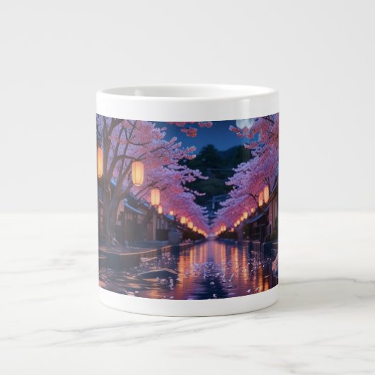 Japanese Cherry Blossom Sakura Mug - Night Extra Grote Beker (Voorkant)