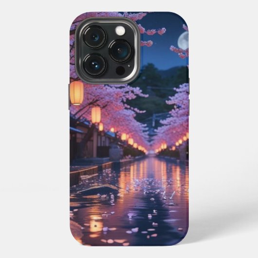 Japanese Cherry Blossom Sakura Phone Case - Night iPhone Hoesje (Achterkant)