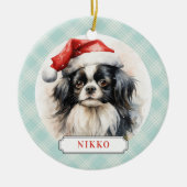 Japanese Chin Dog Ceramic Circle Ornament (Voorkant)