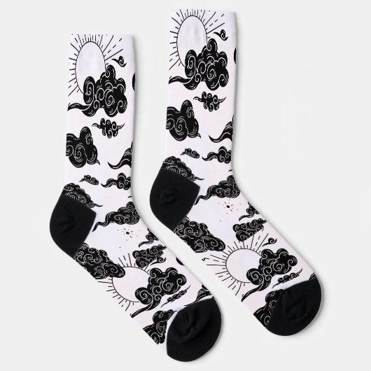 Japanese Cloud Pattern Aesthetic Sokken (Rechts)