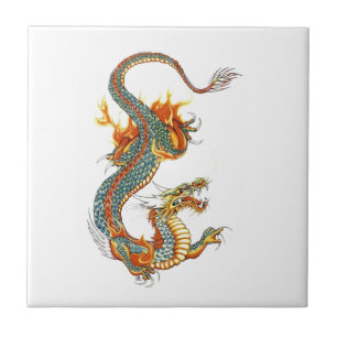 JAPANESE COLORED DRAGON TEGELTJE