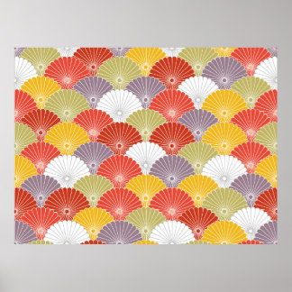 Japanese Colorful Flower Wave vintage Seamless Pat Poster