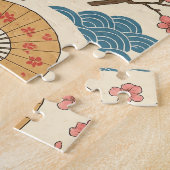 Japanese Crane Sakura Pattern Jigsaw Puzzle  (Côté)