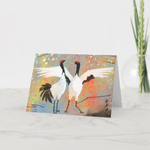 Japanese Cranes Greeting Card Kaart
