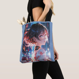 Japanese Cyberpunk Anime Girl Poster | Neon City Draagtas