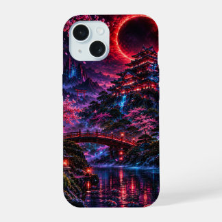 Japanese Cyberpunk Castle Poster iPhone 15 Hoesje