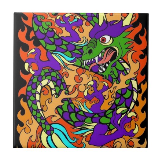 JAPANESE DRAGON DESIGN TEGELTJE (Voorkant)