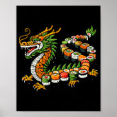 Japanese Dragon Sushi Funny Japanese Food Art Men Poster (Voorkant)
