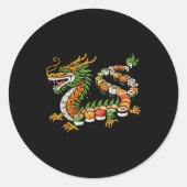 Japanese Dragon Sushi Funny Japanese Food Art Men Ronde Sticker (Voorkant)