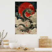 Japanese Dragon Ukiyo-e – Mythical Power Poster (Cuisine)