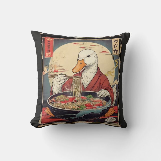 Japanese Duck Ramen , Fun Foodie Gift for  Noodle  Kussen (Voorkant)