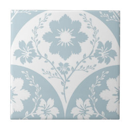 Japanese Floral Pattern in Soft Blue and White Tegeltje