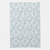 Japanese Floral Pattern in Soft Blue and White Theedoek (Verticaal)