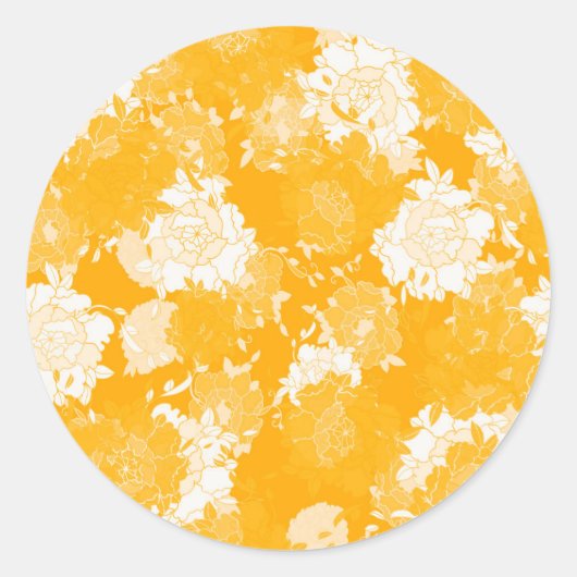 Japanese floral red patterns. ronde sticker (Voorkant)