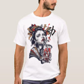 Japanese Geisha Girl Vaporwave Cyberpunk Popart T-shirt (Voorkant)