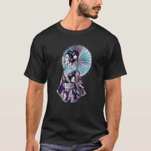 JAPANESE GEISHA PARASOL Tattoo samurai T-shirt