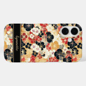 Japanese Gold Floral Pattern Monogrammed Case-Mate iPhone Case (Achterkant (horizontaal))