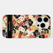 Japanese Gold Floral Pattern Monogrammed Case-Mate iPhone Case (Achterkant (horizontaal))