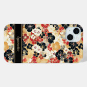 Japanese Gold Floral Pattern Monogrammed Case-Mate iPhone Case (Achterkant (horizontaal))
