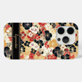 Japanese Gold Floral Pattern Monogrammed Case-Mate iPhone Case (Achterkant (horizontaal))