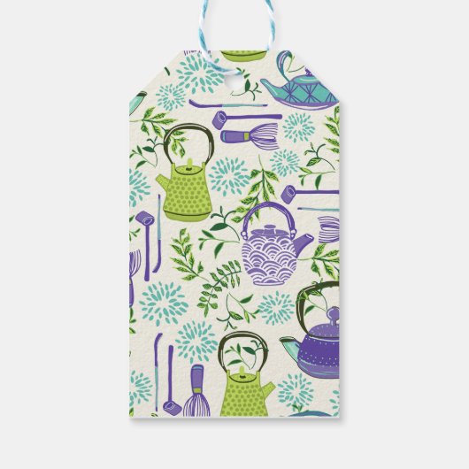 Japanese Green Teapot Design Cadeaulabel (Achterkant)