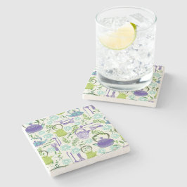 Japanese Green Teapot Design Stenen Onderzetter