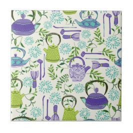 Japanese Green Teapot Design Tegeltje