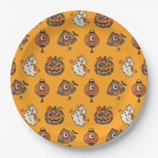 Japanese Halloween Yokai Pattern Paper Plates Papieren Bordje