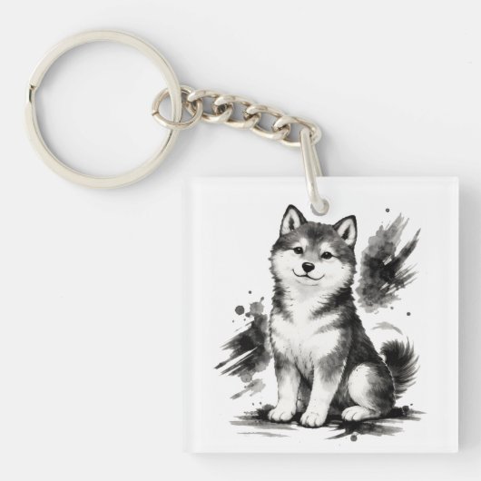 【Japanese Ink Puppy Acrylic Keychain】 Sleutelhanger (Voorkant)