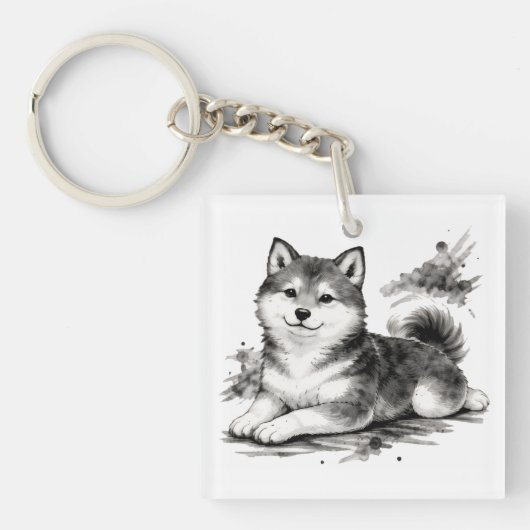 【Japanese Ink Puppy Acrylic Keychain】 Sleutelhanger (Voorkant)