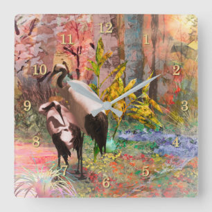 JAPANESE KANSEN "Rising Sun" Vierkante Klok