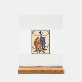 Japanese Karuta Cat  Acryl Bord
