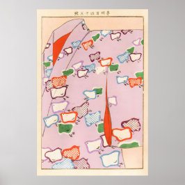 Japanese Kimono Art Print Colorful Chicks, Seiko