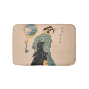 Japanese Kimono Woman Courtesan Artwork Badmat