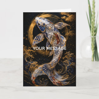 Japanese Koi Fish Kintsugi Gold Art Personalized Kaart