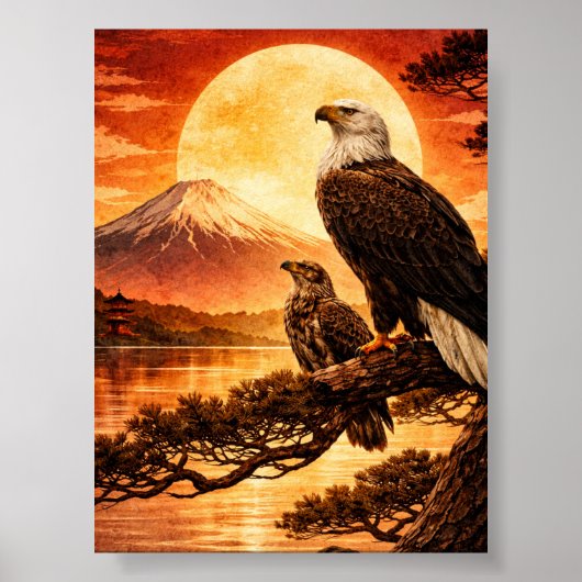 Japanese Landscape Eagle Value Poster (Devant)
