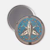 Japanese Manhole Cover Arts -Himi Yellowtail Magneet (Voorkant / Achterkant)