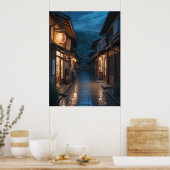 Japanese Misty Rain Street Art Poster (Keuken)